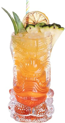 HOUSN Tiki Gläser kristallklaren Cocktailgläsern, Tiki-Becher,Clear Tiki Gläser, hawaiianische Party, niedliche, exotische Cocktailgläser, hawaiianische Tiki-Tasse,5