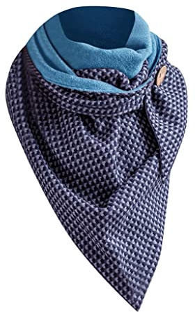 TianWlio Écharpe Femme Triangle Chaude Automne et Hiver Châle Multifonctionnelle Foulards Doux Impression Confortable Enveloppement Classique Scarf Décontracté Multi-usages Echarpe avec Boucle (Blue)