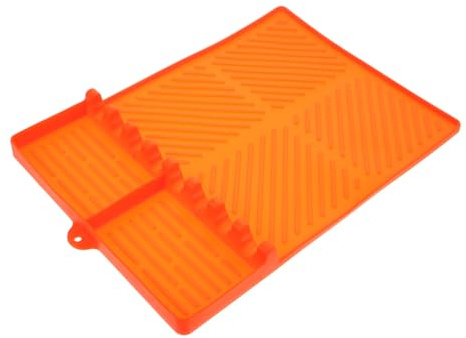 Tapis de Barbecue en Silicone Orange 16x11 Pouces pour Ustensiles | Spatules et Autres Ustensiles, Surface de Pose Pratique, Nettoyage Facile, Compatible Bbq