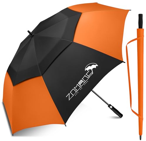 ZOMAKE Regenschirm Groß Sturmfest,XXL/XL Großer Golf Umbrella Sturmfest Automatik,Schirm Windfest Schwarz für 2 Personen,Golfschirm Stabil für Herren Damen Familie