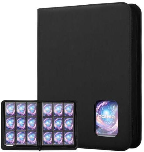 TCGPRO Album de cartes à collectionner avec fenêtre de visualisation - Capacité : 540 cartes - Classeur pour cartes à collectionner avec 9 poches latérales et fermeture éclair - Pour MTG, TCG, cartes