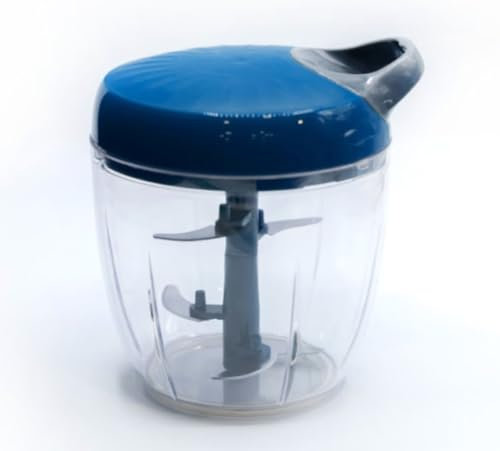 HILLBUY-Picadora manual de cuerda, Picadora de verduras manual, 5 cuchillas, Desmontable, Picadora de alimentos, Triturador de Vegetais, ideal camping. (Azul).
