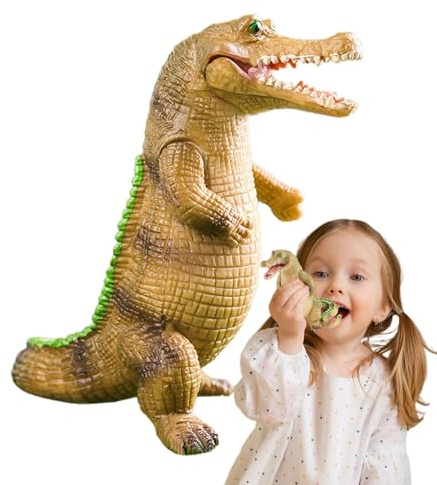 Genérico Krokodil-Spielzeugfigur – Realistische Krokodil-Figur | Detaillierte Krokodil-Spielzeugfigur für und Mädchen, frühes Lernen, mit beweglichem und rotierenden Armen