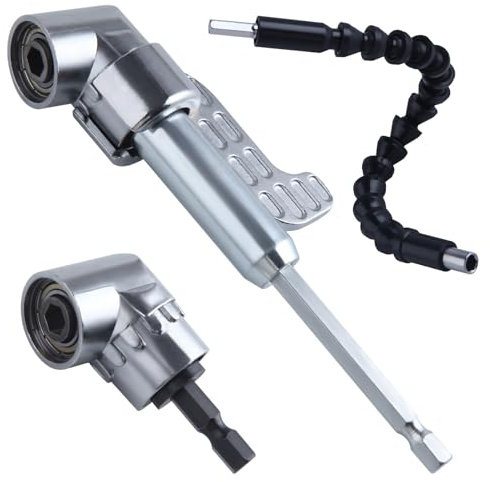 LEONTOOL 105 Degree Right Angle Drill Adapter, 1/4 Hex Shank Driver Angle Extension and Flexible Angle Extension Bit, Drill Bit Holder Drills Attachment for Screwdriver Drills, Ideal for Tight Spaces