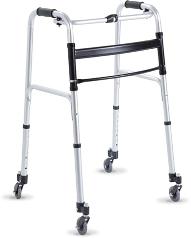REMEDIA ONE Deambulatore per Anziani Pieghevole, 4 Ruote Piroettanti | Girello per Anziani e Disabili, Alluminio Anodizzato, Ruote Piroettanti, Regolabile in Altezza, per Interni ed Esterni
