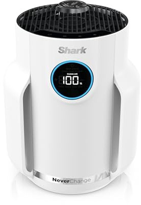 Shark Air Purifier for Home, NeverChange Compact Pro, for Bedroom, Nursery, Home Office, Dorm, HEPA-Exceeding Filter, Captures Pollutants, Pet Dander, Dust, Odor, Smoke, and More, HP072WH, 2025, White