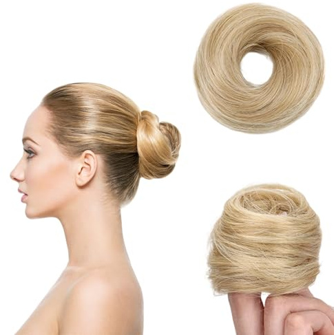 Thapncow Damen Glattes Haarband, Elastische Perücke mit Gummiband, Perücke mit Gummiband, Damen Dutt，synthetischer Haargummi