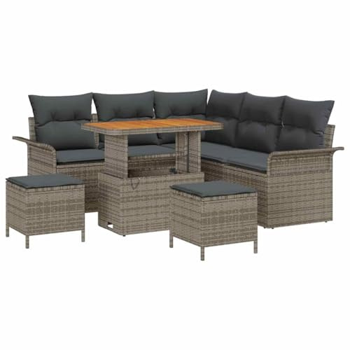 vidaXL Trädgårdsoffset 8 pcs Grå konstrotting, Trädgård och Terass, Modern Rattansoff set, Modulär Design, Lätt, UV-Skyddad, Utemöbler, Justerbart Bord