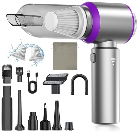 Handstaubsauger Akku, 20000PA Handstaubsauger Kabellos mit Bürstenloser Motor, 4-in-1 Autostaubsauger Akku Testsieger, 3-Gang 200000 U/min Mini Staubsauger für Auto, Küche, Büro, PC, Sofa, Tierhaare