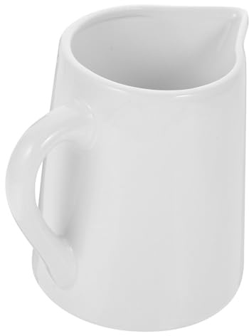 HIAKDOFT Jarra Lechera Cerámica Blanca Ligera con Diseño Simple Vertedor Especial Dispensador Portátil para Crema Jarra para Salsa y Café Fácil de Limpiar y Usar Casa