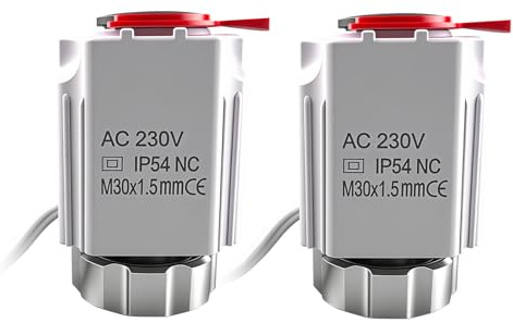 Attuatore per riscaldamento a pavimento, 230 V, VA80, motore di regolazione per riscaldamento a pavimento, M30 x 1,5 mm, NC, senza corrente, chiuso, per riscaldamento a pavimento e distributori di