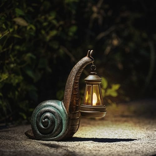 CSZLSMH Solar Snail Garden Lights Outdoor Decor (3.15 W x 4.92 L x 8.27 H), Solar Powered Figurine for Patio Lawn Yard Porch, Indoor Decoration, Unique Gift for Mom Grandma Women