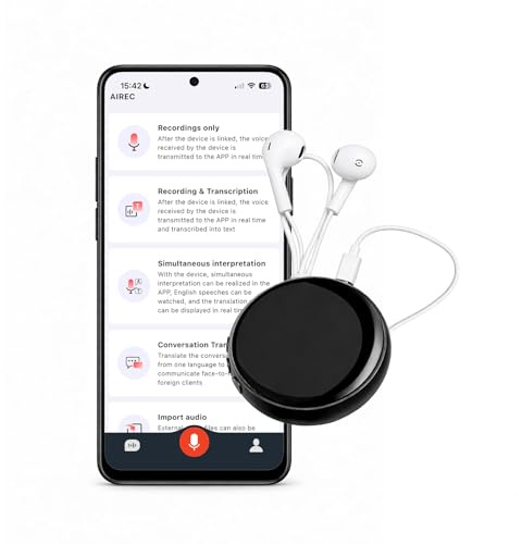 KI-Sprachrekorder von MMOBIEL – 32GB Rundes Digitales Diktiergerät mit App-Steuerung, KI-Transkription & Zusammenfassung, Echtzeit-Übersetzung, Bluetooth, AI Kopfhörer-Wiedergabe für Meetings, Anrufe