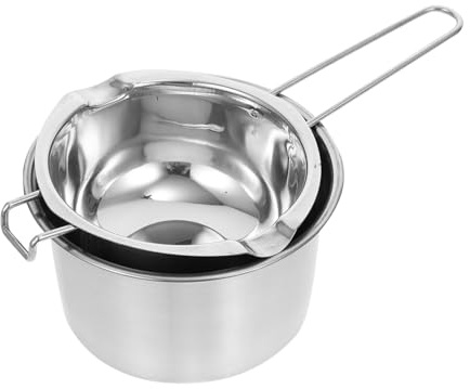 SOIMISS Edelstahl Schmelztopf 28cm mit Haken für Schokolade Wachs Butter Doppelkessel Topf Wasserbad für Küche Backen und Süßigkeiten Schmelzen