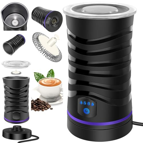 Electric Milk Frother and Steamer Hot Chocolate Machine 400W 4 in 1 Temperature Control 600ml Hot and Cold Milk Foam Maker for Latte Coffee Chocolate