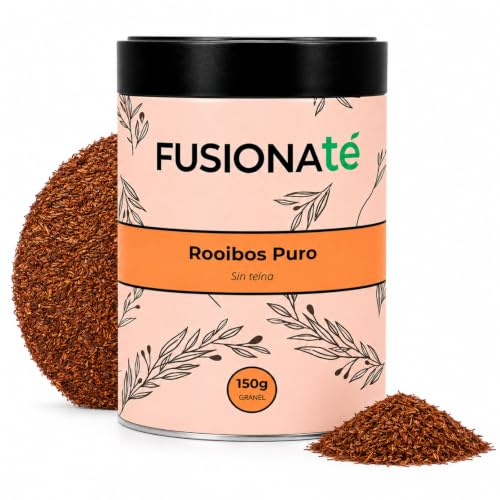 FUSIONATÉ Rooibos Natural a Granel, Lata 100 g de Infusión sin Teína, Relajante y Antioxidante, 100% Natural, Ideal para Niños y Adultos, Deliciosa en Infusión Caliente o Fría