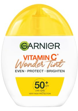 Garnier Vitamin C* Wonder Tint SPF50+, Medium Shade, All-In-1 Tinted Fluid, Even, Protect and Brighten Skin, 5% Vitamin C*, Niacinamide, Glycerin - 40ml