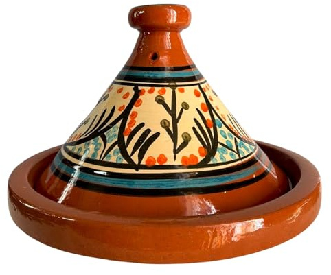 Tajine XL 35 cm aus Terrakotta, handbemalt, traditioneller marokkanischer/tunesischer Topf + kostenloses E-Book 2611251338