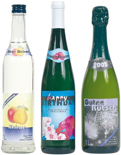 Your Design Etiketten Flasche: 64 Inkjet-Flaschenetiketten 8,5x10 cm mit 64 Banderolen (Flaschenetiketten selbstklebend, Etiketten für Sektflaschen)