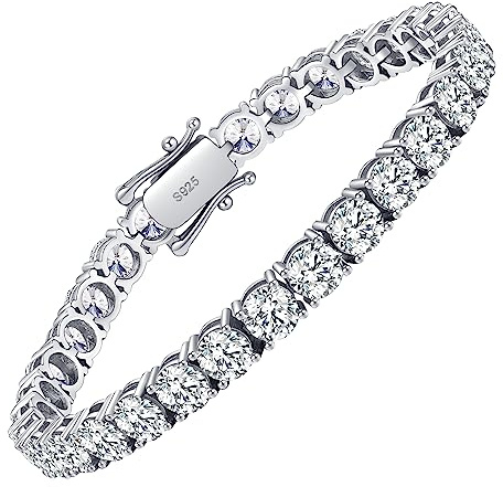 CCXXYGWJ Pulsera de Tenis de moissanita, Pulseras de Diamantes de imitación Creadas en Laboratorio de 10,5 a 14 Quilates para Mujer, Pulsera de Plata de Ley 925 chapada en Oro de 18 Quilates, Pulsera