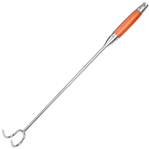 NOLITOY Gancho para Carne de Acero Inoxidable 40 Cm Mango Resistente al Calor, Práctico Volteador para Barbacoa y Camping, Gancho Doméstico para Asar y Sujetar Alimentos Pesados