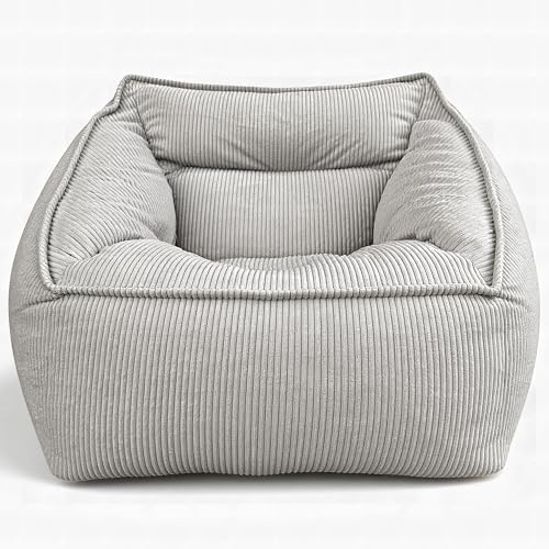 Aiire Sillón Puff con Relleno Incluido - Puf Salon, Dormitorio y Habitación Juvenil Moderno - Funda en Pana Premium Desenfundable y Lavable - Bean Bag XXL Gigante para Adultos [100x100x80]