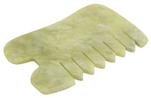 KICHOUSE Natürliche Jade Gua Sha Massagegerät Gesichtsmassageplatte aus Grünem Jade Schabbrett der Durchblutung und Entspannung für Familie und Freunde