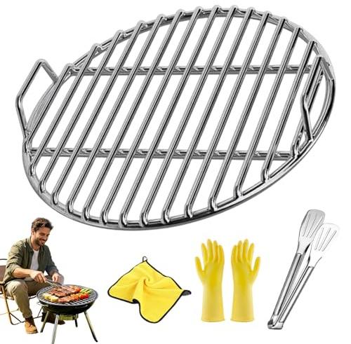 Donubiiu 28-60cm Runde 304 Edelstahl Grillroste mit Grillzange, Durchmesser, passend für Kugelgrill, Holzkohle Grill, tragbares Grillzubehör,Einfache Reinigung, hohe Wärmeverteilung (B,60cm)