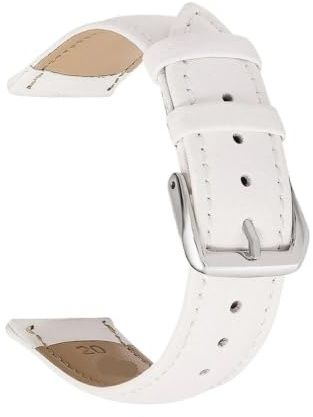 yangfangmei Män Dam Läderarmband 14 mm 16 18 20 22 klockband Lila läder klockarmband Klocktillbehör(White,22mm)