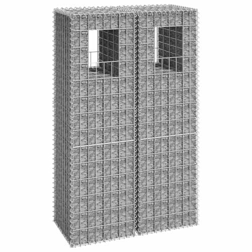 Colonne a gabbione, 2 pezzi, 40 x 40 x 140 cm, in ferro