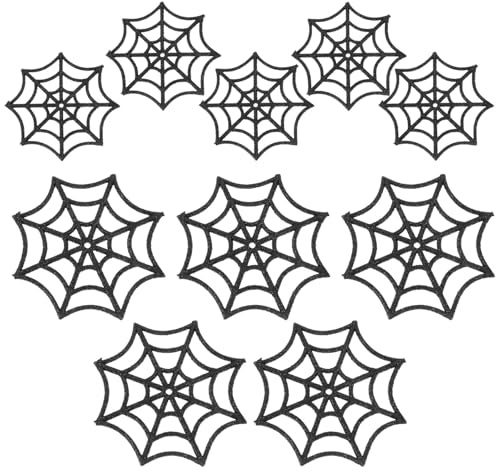 HOMSFOU 10 Unidades Decoración de Telaraña de Plástico Negra para Halloween, Adornos Colgantes Reutilizables y Ligeros para Fiestas Interiores y Exteriores