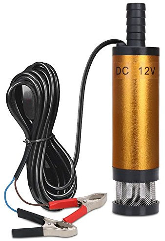 Flintronic DC 12V 38mm Ölpumpe Wasser Pumpe, Mit Clip Diesel Heizöl Wasser Tauchpumpe Treibstoff Transfer Mit herausnehmbarem Filter für Auto, KFZ, Caravan, Marine Boot