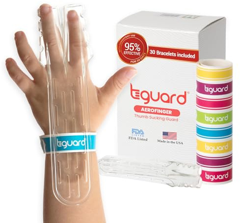 TGuard AeroFinger behandlingssats – fingersugpropp för spädbarn, småbarn och barn – snabbverkande avskräckande – bekvämt skydd, förebyggande och lösning – åldrarna 7+, 60+ lbs. (Stor)