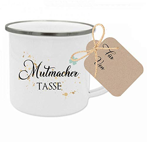 Tasse als Mutmacher mit Geschenkanhänger I Kleines Geschenk als Aufmerksamkeit I Geschenkidee für Mann und Frau in besonderen Situation I Optional mit Namen personalisiert