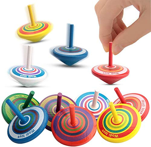 15 trottole per bambini Ripiani in legno come regali per feste di compleanno per bambini o bomboniere, piccoli regali, sacchetti regalo, sacchetti di compleanno, puzzle, (colore casuale)