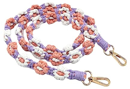 JISADER Flower Woven Phone Lanyard Crossbody Bag Strap Cellphone Strap Macrame Key Chain Lanyard for Women Purse Making Supplies Travel Essentials, Style A