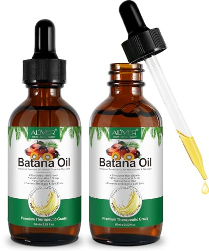 2 stycken Batana-olja för hår 60 ml, Batana Oil Organic for Hair Growth, hårolja för hydratisering och reparation av torrt, skadat hår, vårdolja för ansikte och kropp