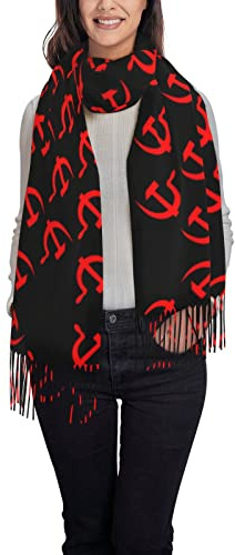 NLWQEKV Sciarpa scialle oversize con falce a martello rossa da donna