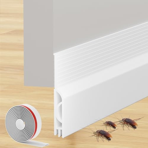 Türdichtung Zugluftstopper für Türen 100cm, Selbstklebend Tür Unten Zugluftstopper, Silikon Haustür Dichtung Luftzugstopper, Türbodendichtung für Windschutz, Schallschutz, Kälteschutz (1M, Weiß)