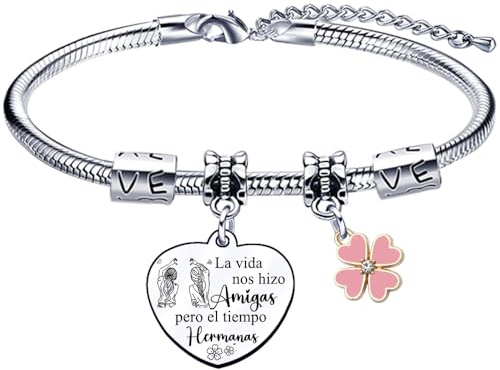 XQXQXZ Amigas Pulseras Regalo de Amistad Pulsera MujerUna Amiga no se Encuentra por Casualidad, Se Elige con el Corazón Colgante de Plata con Grabado para Navidad (5)