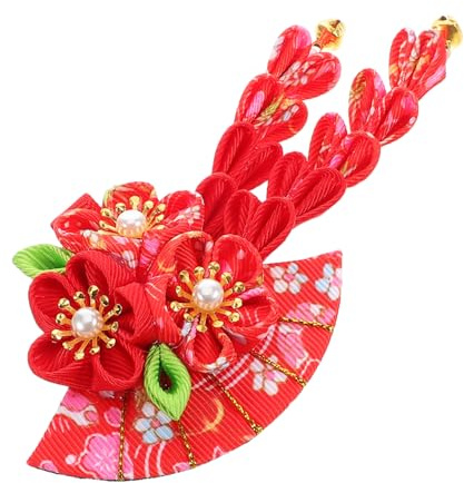 OATIPHO Japanische Haarnadel Mit Quaste Und Blume Handgefertigt Fächerförmiges Design Damen Kopfschmuck Für Kimono Und Hanfu Weihnachtsschmuck