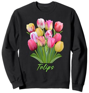 Bouquet de tulipes roses, blanches et jaunes Sweatshirt