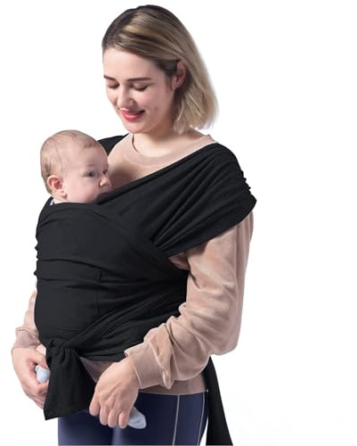 Tragetuch Baby Neugeboren,Babytrage Neugeborene,Elastisches Tragetuch Neugeboren,Verstellbare Babytrage,für Hände Frei,Freihändige Trage,Schwarz