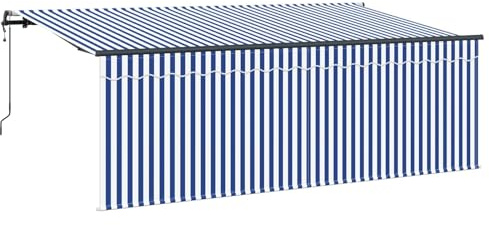 vidaXL Toldo Retráctil Azul y 400 x 200 cm Poliéster y Aluminio, Toldo Exterior, toldo Moderno para terraza, UV-Resistente, Sombra Flexible, Refugio retráctil e Impermeable