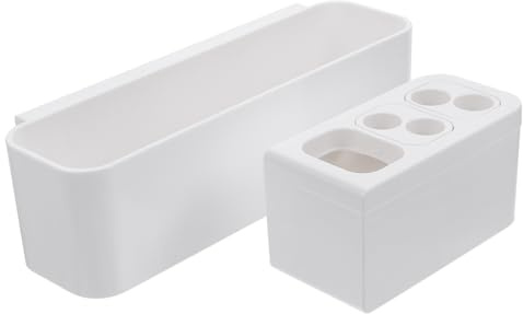 COLLBATH Porta Spazzolini da Denti Muro Adesivo senza Foratura Organizer Bagno Multiuso con Drenaggio Supporto Elettrico Spazzolino e Dentifricio Compatto per Accessori Bagno