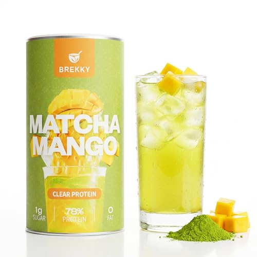 Brekky – Vegan Clear Protein Matcha Mango – Frullato esotico fresco e tonificante – alternativa alle proteine vegane Clear Whey Protein con base alle proteine dei piselli – Brekky Bowl