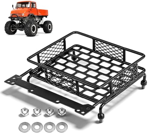Oumefar Luggage Tray Roof Rack, RC Luggage Rack, RC Roof Rack Luggage Tray Steel Model Vehicle Accessory for 1/10 RC Crawler Car CC01 CR01 D90 SCX10 Black (Small Size)