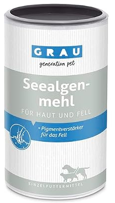 GRAU - das Original - 100% reines Seealgenmehl, für die Fellpigmentierung, für dichtes & glänzendes Fell, 1er Pack (1 x 800 g), Ergänzungsfuttermittel für Hunde & Katzen