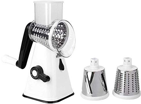 CLQ Rallador de Vegetales rotativo, Rallador de Queso rotativo de Acero Inoxidable Triturador de Vegetales, Rotación Manual Multifuncional Rallador de Vegetales Rallador Cortador