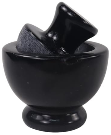 Marblous Krafts Mortier et pilon en marbre noir de 8,9 cm pour cuisine, broyeur d'ail, moulin à épices et moulin à herbes